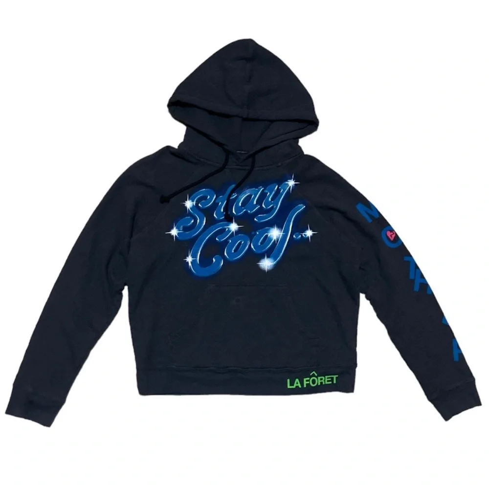 MOTHER The Square Hoodie “Stay Cool” Women’s in Grey Motif sweatshirt top - Picture 3 of 3